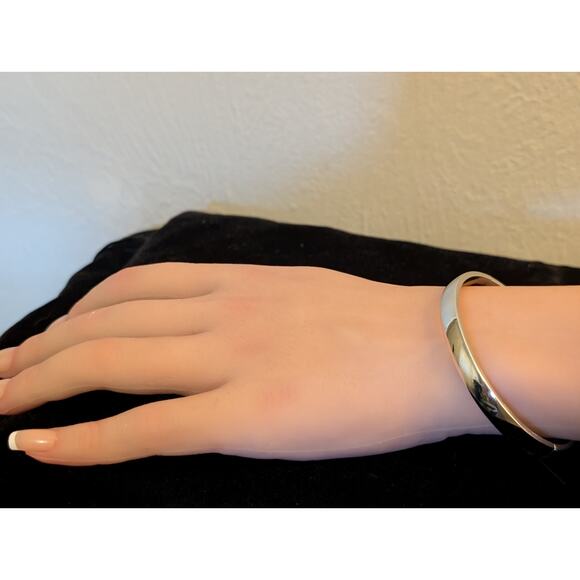 Vintage 50's/60's BAB Sterling Silver HInged Bangle Safety Bar Bangle Bracelet - Picture 2 of 8